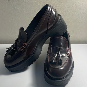 Zara Basic Collection Dark Burgundy Chunky Loafer Women's size 35 EU (US 4.5-5)